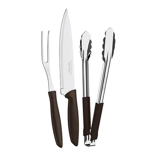 Kit para Churrasco em Aço Inox Plenus Marrom 3pçs - Tramontina