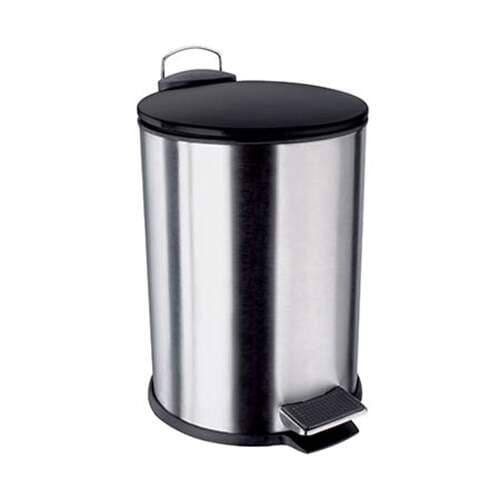 Lixeira em Aço Inox com Pedal e Tampa Preta 3L - Euro Home